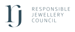 Logo del Responsible Jewellery Council, con una rj stilizzata in minuscolo a sinistra e il testo Responsible Jewellery Council in maiuscolo a destra.
