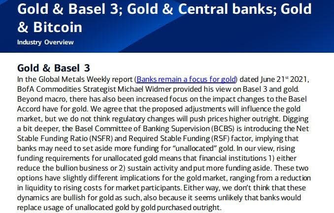 Le nuove regole sul funding dell'oro non allocato potrebbero ridurre la liquidità o aumentare i costi per le banche, ma secondo BofA non sono sufficienti a spingere il prezzo dell'oro significativamente al rialzo.